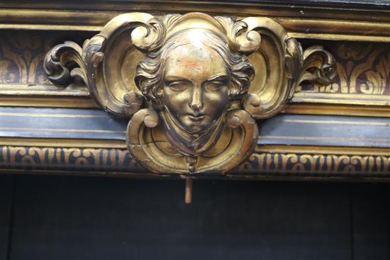 A 19th century faux boulle work ebonised bookcase W.164cm